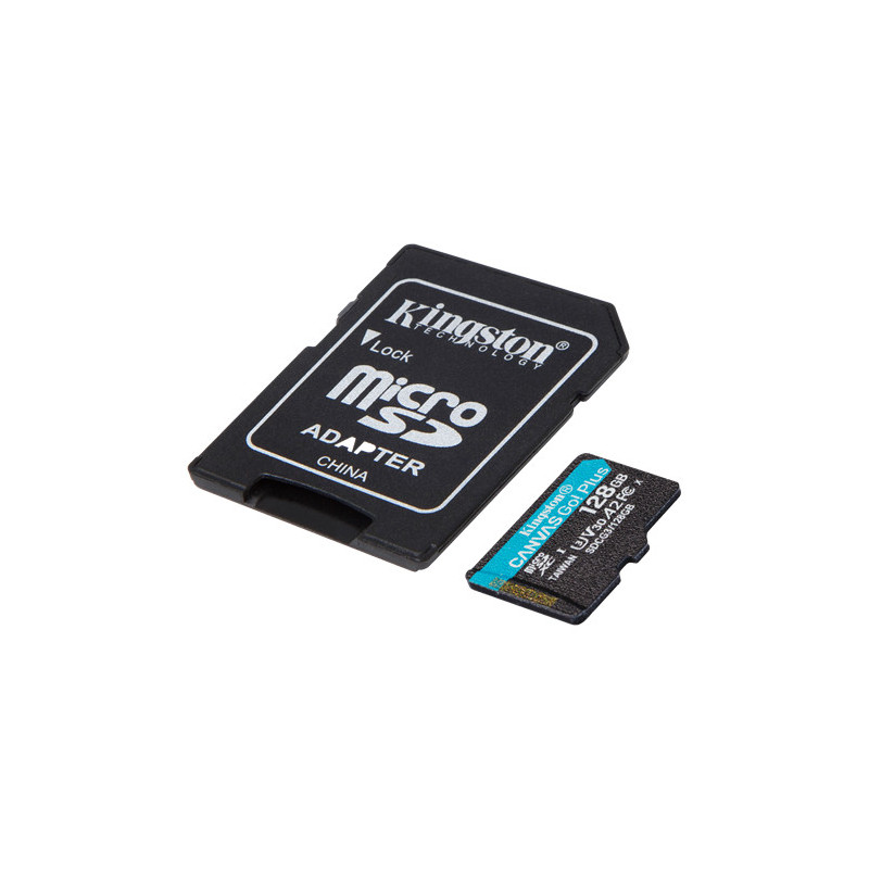 Hukommelseskort - Kingston Canvas Go! microSDXC + SDXC 128GB UHS-I U3 V30 (Class 10) 170MB/s inkl. adapter
