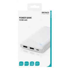 Portable batterier - Slank powerbank 10000mAh fra Deltaco med 2,1A