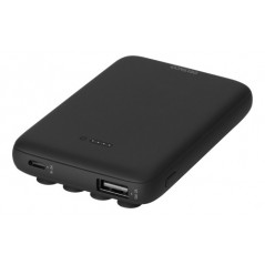 Powerbank 5000 mAh med trådløs QI-opladning, der fastgøres til din telefon