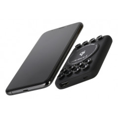 Powerbank 5000 mAh med trådløs QI-opladning, der fastgøres til din telefon