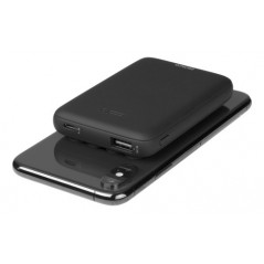 Portable batterier - Powerbank 5000 mAh med trådløs QI-opladning, der fastgøres til din telefon