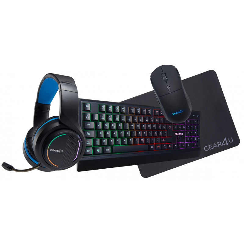 Pakke med gamingtastatur og mus - GEAR4U Gaming Combo RGB 4-i-1 med USB+3.5mm