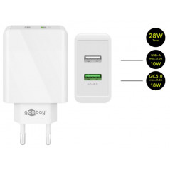 Goobay Power Adapter med 2xUSB Quick Charge QC3.0 28W 2A