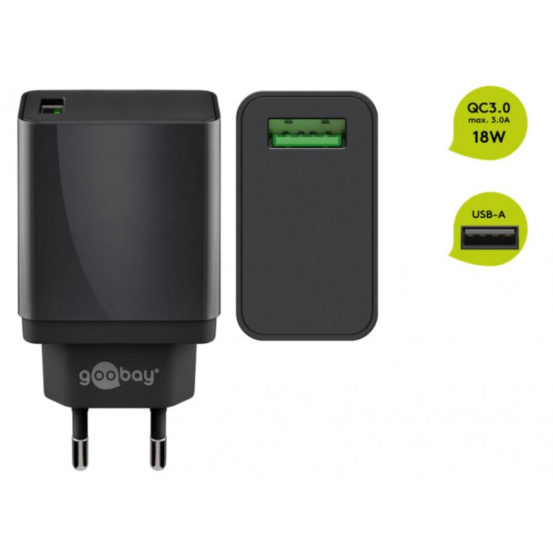 Opladere og kabler - Goobay Power Adapter med USB Quick Charge QC3.0 18W 3A