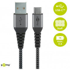 Tekstil opladningskabel USB-C til USB