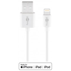 Opladere og kabler - Goobay MFI-certificeret lightningkabel - Fås i flere længder, white