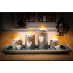 4 stk LED-varmelys med realistisk flamme