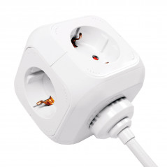 Samledåse - PowerCube strømskinne med 4 sokler + 2 USB 1.4m