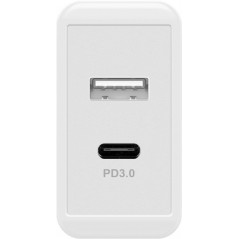 Opladere og kabler - Strømadapter med USB-C og USB-A, hurtig opladning 28W, PD (Power Delivery)