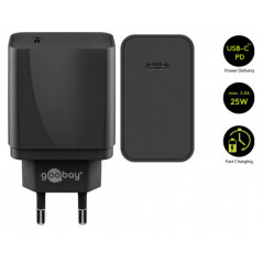 Strømadapter med USB-C PD (Power Delivery) 25W, hurtig opladning