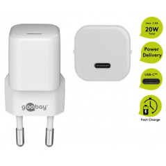 Opladere og kabler - Kompakt strømadapter med hurtig opladning med USB-C PD (Power Delivery) 20W