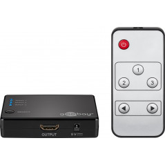 Skærmkabel & skærmadapter - Goobay HDMI-switch til 3 enheder med fjernbetjening