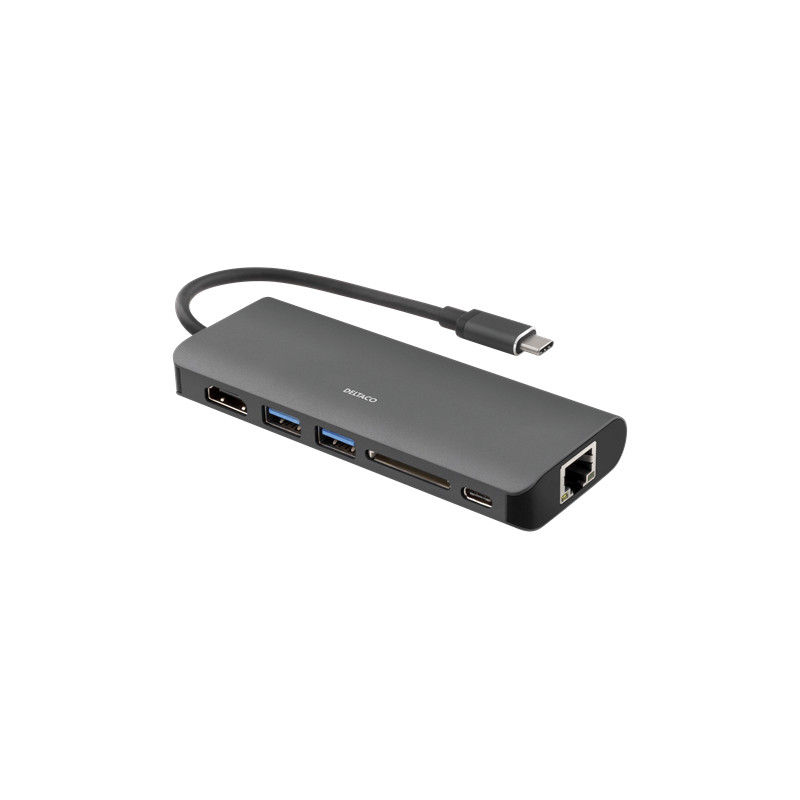 Dockingstation til computer - USB-C-dockningsstation med HDMI, RJ45, 2xUSB, USB-C port för laddning