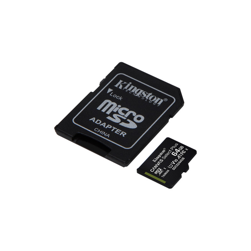 Hukommelseskort - Kingston Canvas Select Plus 64GB MicroSDXC UHS-I (Class 10) 100MB/s inkl. adapter