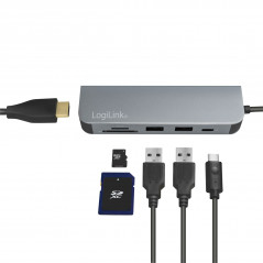 USB-C-adapter - LogiLink USB-C Multi-hub med HDMI/2xUSB/SD-læser/PD 60W/4K2K@30Hz