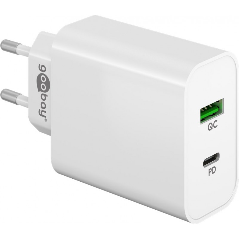 USB-C-opladere - Goobay strømadapter med dobbelt USB PD 45W hurtigopladning QC3.0 3A