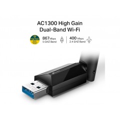 TP-Link T3U PLUS AC1300 trådløst WiFi-USB-netværkskort med dualband 2,4 GHz/5 GHz