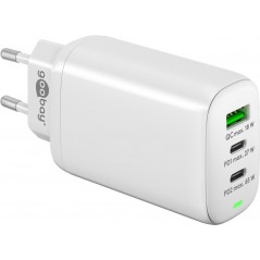 Strømadapter med USB-C PD 65W og hurtig opladning (2x USB-C, 1x USB)