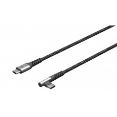 USB-C til USB-C opladerkabel 60W tekstil med vinklet stik