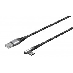 USB-C til USB-A opladerkabel 60W tekstil med vinklet stik