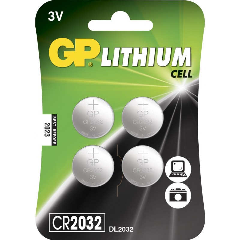 Elektrisk tilbehør - GP CR2032 litiumbatteri 4-pak knapcellebatterier