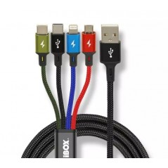 4-i-1-opladerkabel med USB-C, Lightning og microUSB