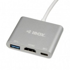 iBox USB-C til HDMI/USB 3.2 gen 1/USB-C-adapter 4K UHD