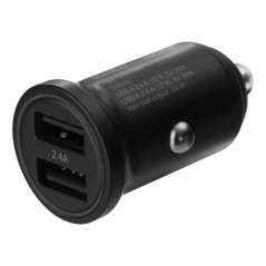12/24V USB-oplader med to USB-A-porte, 24W sort