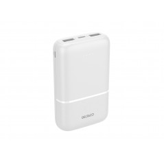Powerbank 10.000 mAh, 2x USB-A, 1x USB-C, hvid
