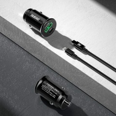 Biloplader med USB-C, almindelig USB og 1 meter Lightning-kabel