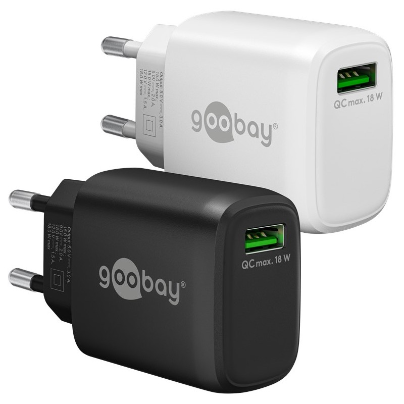 Opladere og kabler - USB-strømadapter med 18 watt hurtig opladning