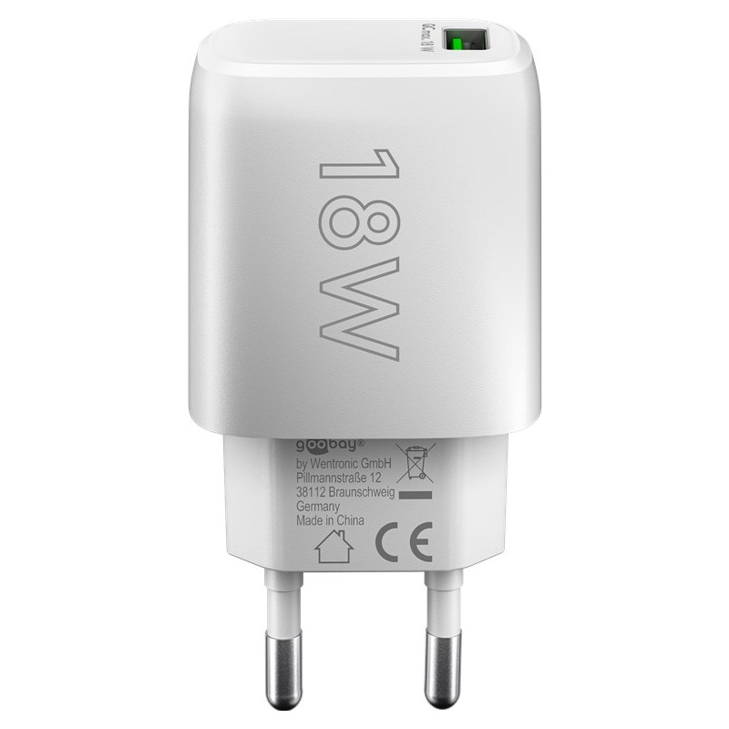 Opladere og kabler - USB-strømadapter med 18 watt hurtig opladning
