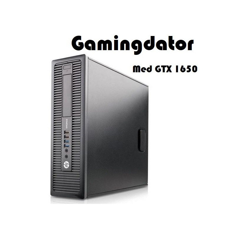 Brugte gaming-computere - HP EliteDesk 800 G2 SFF i5 (gen6) 16GB 480GB SSD GTX1650 Win 10 Pro (beg)