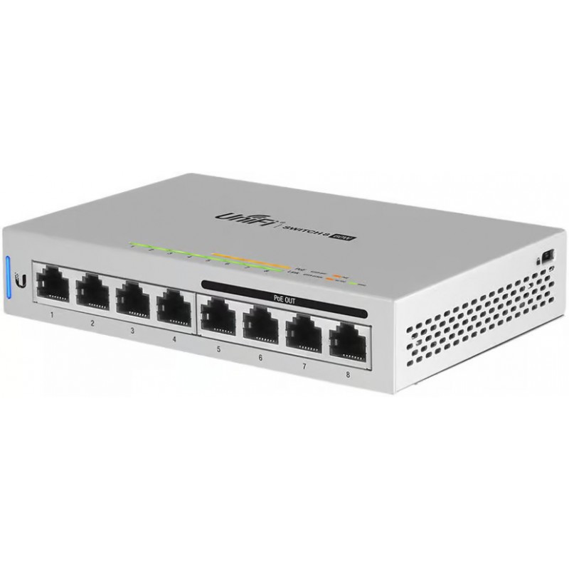 Netværksswitch - Ubiquiti UniFi US-8-60W 8-ports gigabit-switch med PoE (demo)