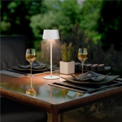 Udendørs belysning - Goobay bærbar solopladet bordlampe til indendørs og udendørs brug, dimmable (sort/hvid/bronze)