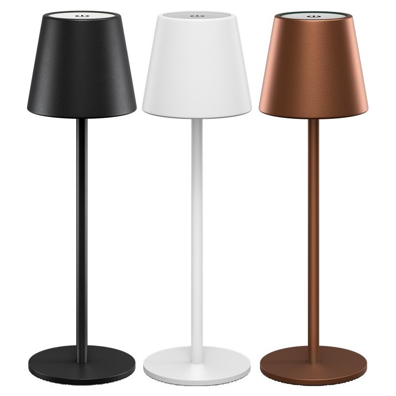 Udendørs belysning - Genopladelig bordlampe til indendørs og udendørs brug, dimmable (sort/hvid/bronze)