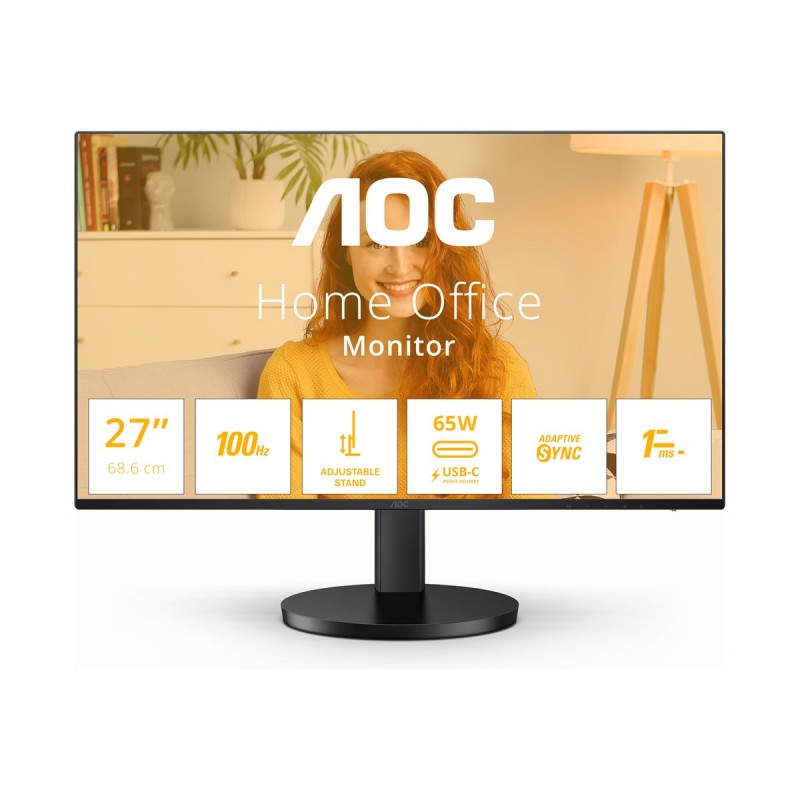 Computerskærm 25" eller større - AOC Q27B3CF2 27" 2K 2560 x 1440 LED-skærm med IPS-panel og USB-C PD65W