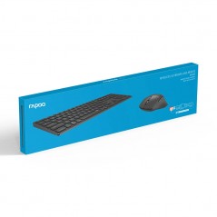 Trådløse tastaturer - Rapoo 9800M ultratyndt trådløst tastatur MAC/PC og mus med Multi-Mode (Bluetooth + USB)