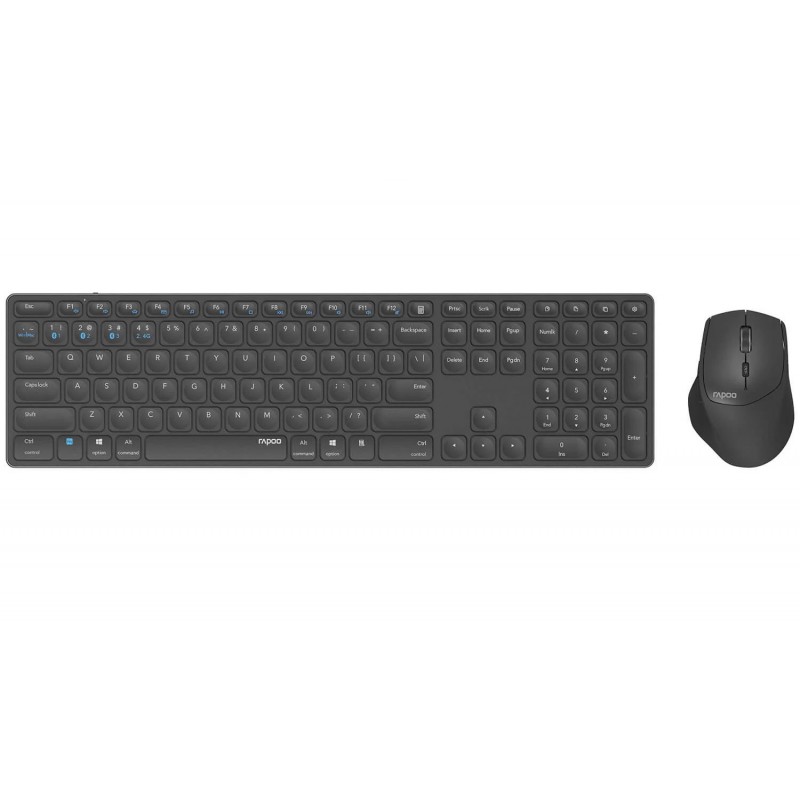 Trådløse tastaturer - Rapoo 9800M ultratyndt trådløst tastatur MAC/PC og mus med Multi-Mode (Bluetooth + USB)