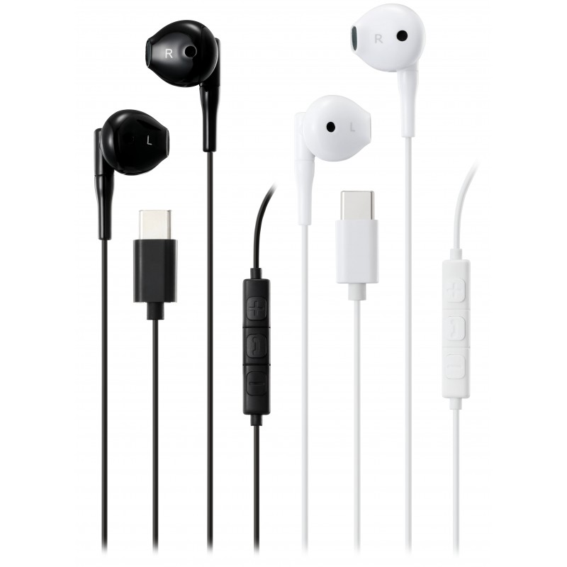 Streetz C210 semi-in-ear hovedtelefoner & headset med USB-C (sort/h... In-ear - Streetz C210 semi-in-ear hovedtelefoner & headset med USB-C (sort/hvid)