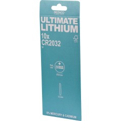 Deltaco CR2032 litiumbatteri 10-pak knapcellebatterier
