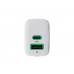 Vægladere til mobiltelefon - GreenCell hurtigopladende USB-C og USB-A strømadapter 30W