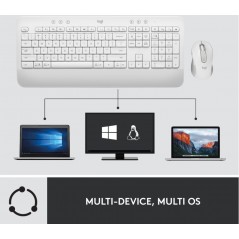 Tastatur & computermus - Logitech MK650 trådløst tastatur og mus med Logi Bolt og Bluetooth PC/MAC hvid