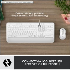 Tastatur & computermus - Logitech MK650 trådløst tastatur og mus med Logi Bolt og Bluetooth PC/MAC hvid