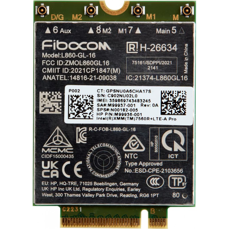 Øvrige komponenter - Intel XMM 7560 R+ LTE WWAN-kort (4G-modem) til HP EliteBook 640 G10, 650 G10, 830 G10, 840 G10, 860 G10 og andre