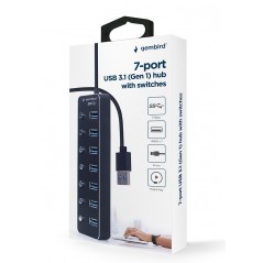 USB-kabel og USB-hubb - Gembird USB 3.0 USB-hub med 7x USB 3.0