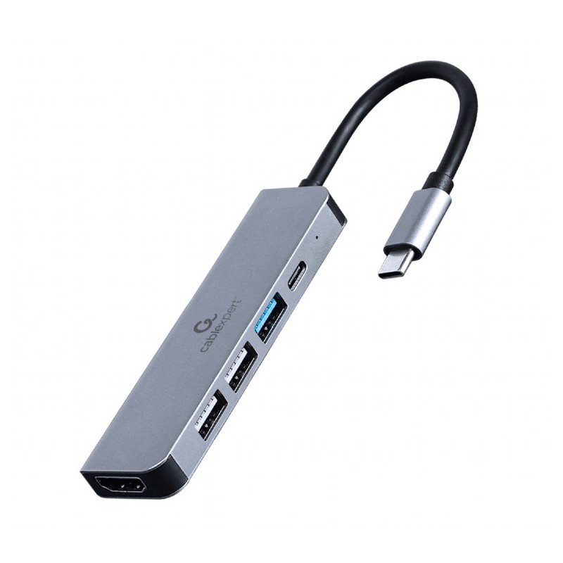 Skærmkabel & skærmadapter - USB-C 5-i-1 Multiport til HDMI & 4xUSB-adapter 87W PD 4K@30Hz 2K@60Hz