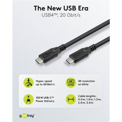 USB-C-kabel - Goobay USB-C-kabel USB4 Thunderbolt 3 100W PD 20Gbit/s (4K) i flere længder