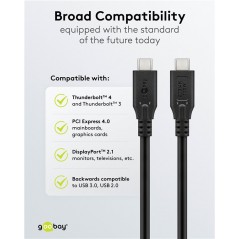 USB-C-kabel - Goobay USB-C-kabel USB4 Thunderbolt 3 100W PD 20Gbit/s (4K) i flere længder