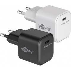 Hurtigopladende kompakt GaN-strømadapter med USB-C PD 45W sort/hvid